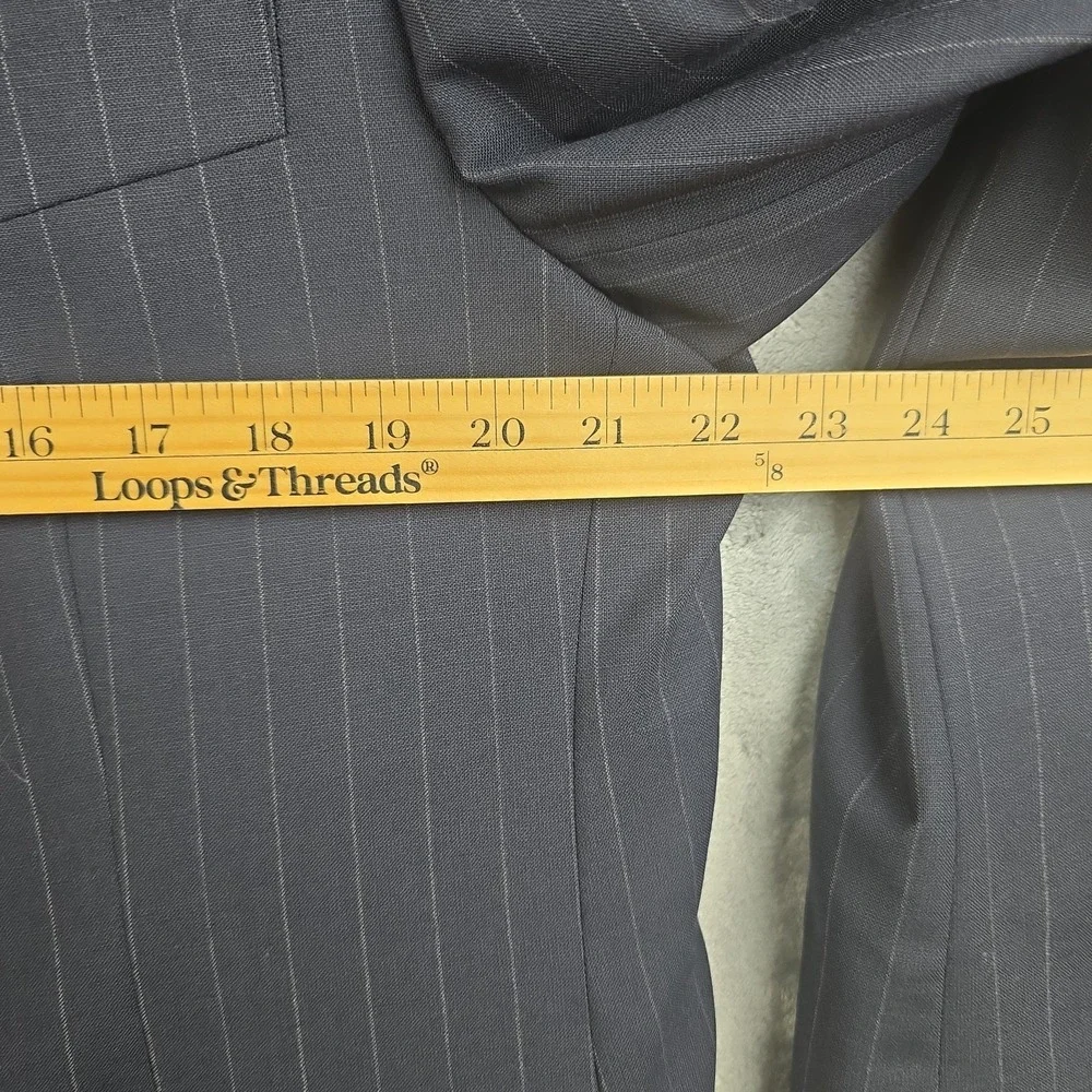 Brooks Brothers 346 Stretch Suit Mens 45R 38x31 Dark Gray Pinstripe Wool Vintage